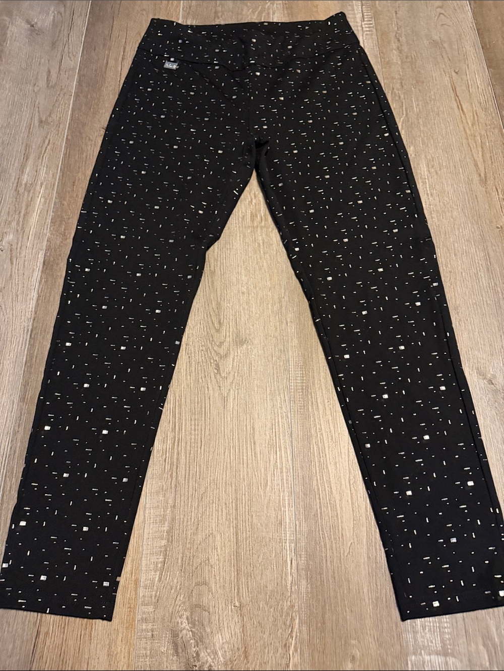 Lulu B Black Leggings with White Confetti Dots